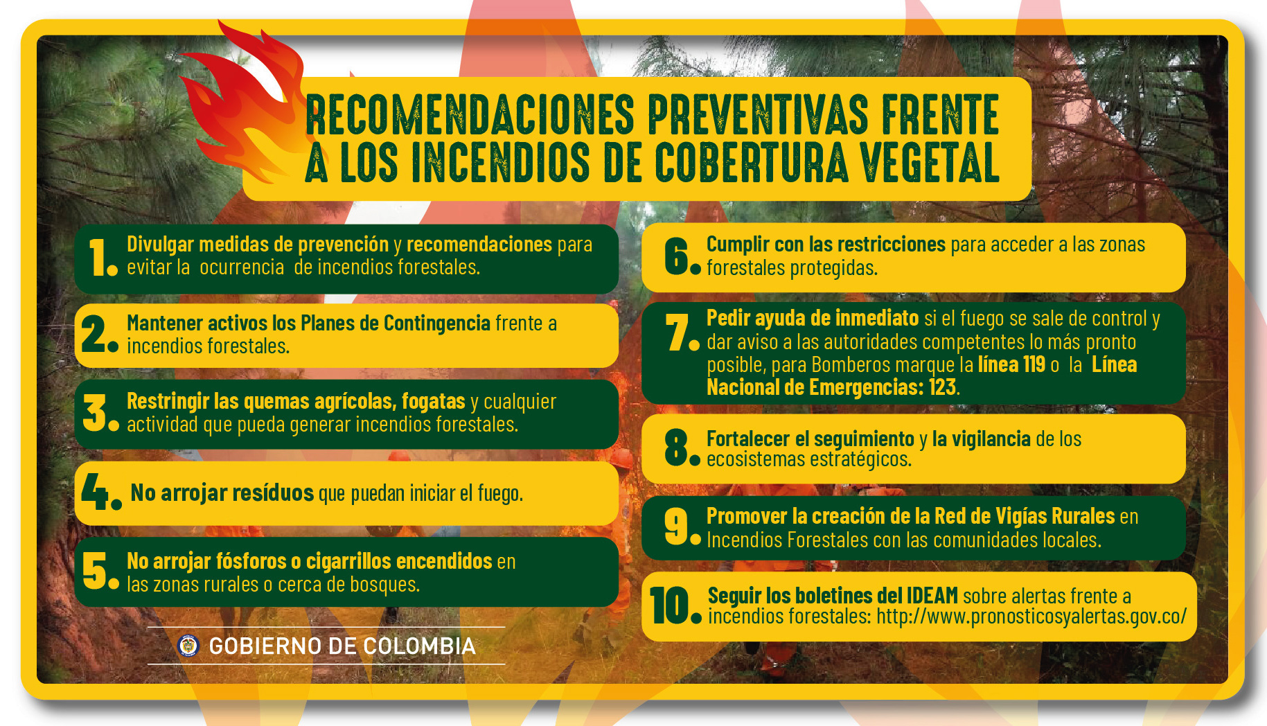 Minambiente hace recomendaciones para prevenir incendios forestales en el país